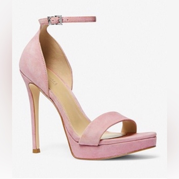 Michael Kors Jordyn pink blush suede open toe Platform stiletto heels size 10 - Picture 1 of 4
